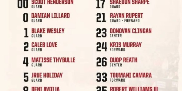 开拓者公布17人训练营名单:利拉德领衔 杨瀚森在列