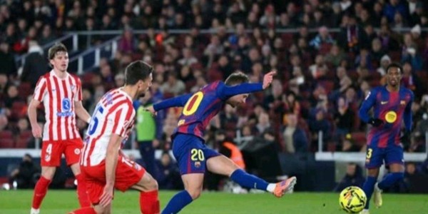 西甲第19轮巴萨主场3-1逆转马竞 奥尔莫进球