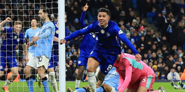 组图：英超曼城1-1切尔西 恩佐读秒绝平庆祝