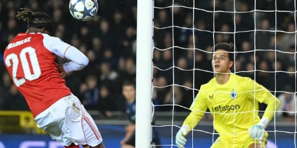 欧冠阿森纳3比0布鲁日，马杜埃凯梅开二度，核心伤停新锐爆发